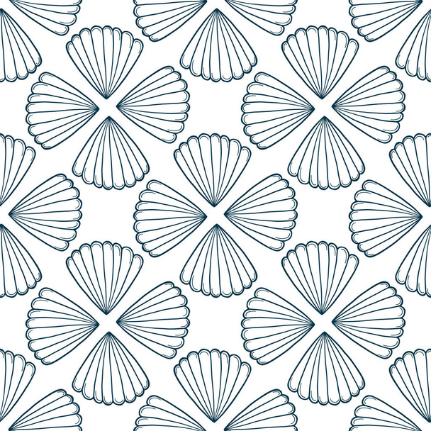 Seamless vector pattern. Simple abstract background. Illustration for wrapping paper, textile design. Decorative pattern with seashells - Vecteur, image