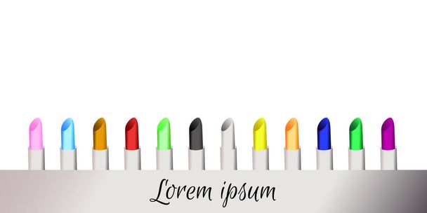 Lipstick, Set of Colorful lipstick background - Διάνυσμα, εικόνα
