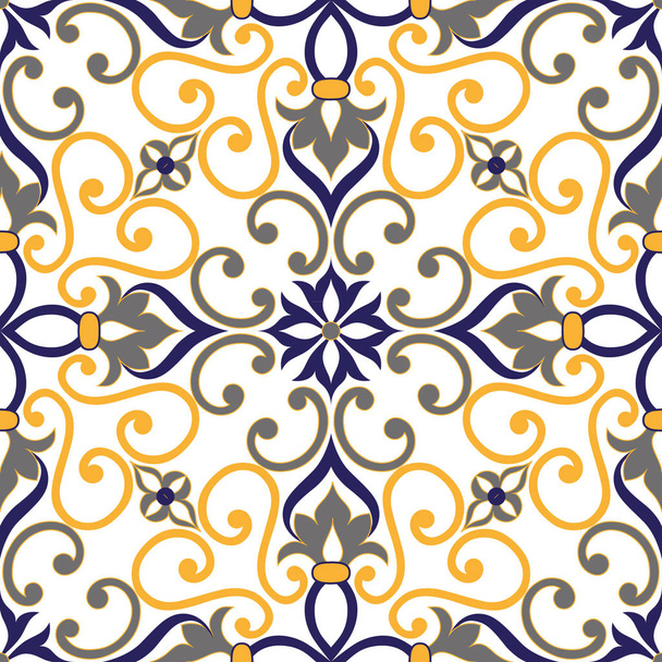 гарний барвистий Орнамент на італійській плитці, безшовний візерунок - Вектор, зображення