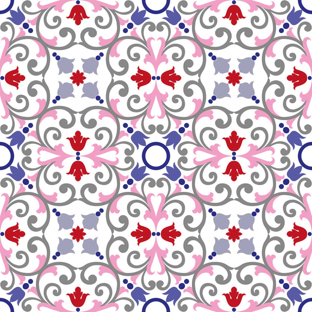 beautiful colorful ornament on Italian tile, seamless pattern - Vector, Image