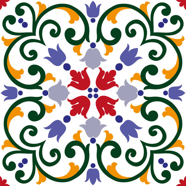ornamento colorido bonito na telha italiana, padrão sem costura
 - Vetor, Imagem