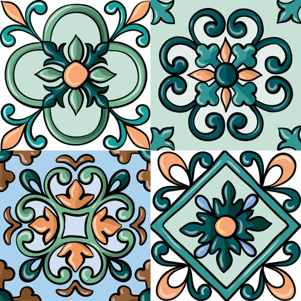 Nádherná barevná ozdoba na italské dlaždici, bezproblémový vzor - Vektor, obrázek