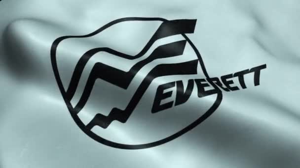 Flaga Everett Usa City Płynne pętli Waving Animation - Materiał filmowy, wideo