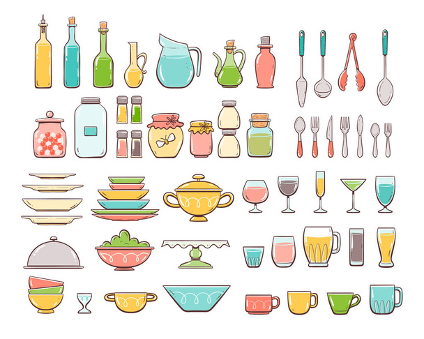 Handgezeichneter Küchenhaushalt - Vektor, Bild
