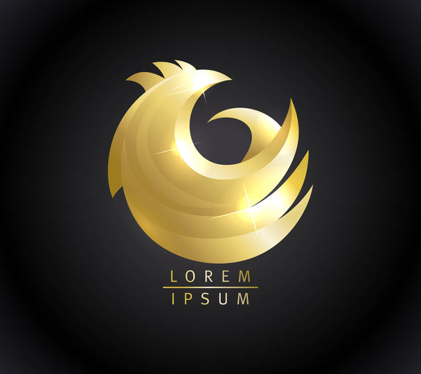 Golden bird vector logo - Vektör, Görsel