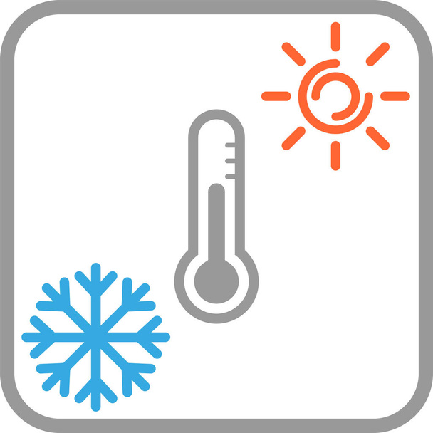 Kar tanesi, güneş ve termometre, sıcaklık logosu - Vektör, Görsel