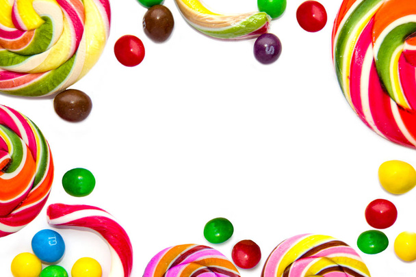 frame of lollipops on a white background. - Photo, Image