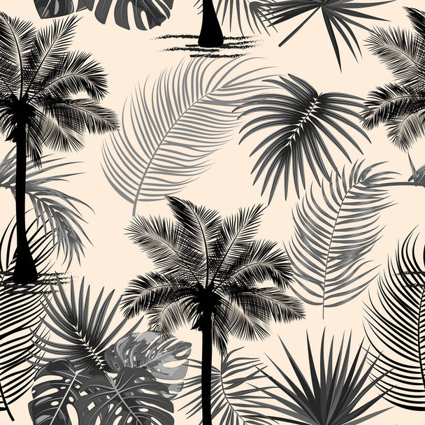 Vektorový vzorek z tropické džungle s černými palmami - Vektor, obrázek