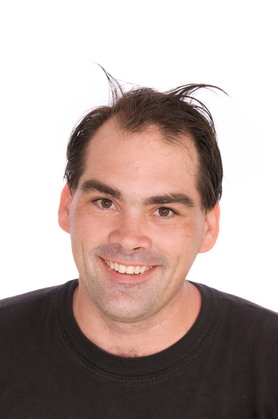 mosolygó ember vicces frizurával - Fotó, kép
