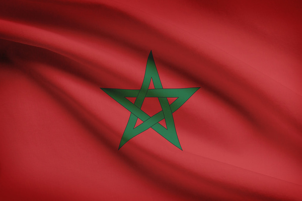 aantal gegolfde vlaggen. Koninkrijk van Marokko. - Foto, afbeelding