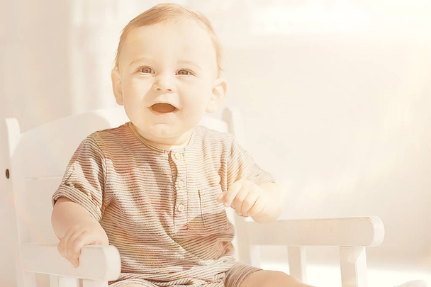 toddler child in a bright studio / little boy infant beautiful healthy child - Фото, зображення