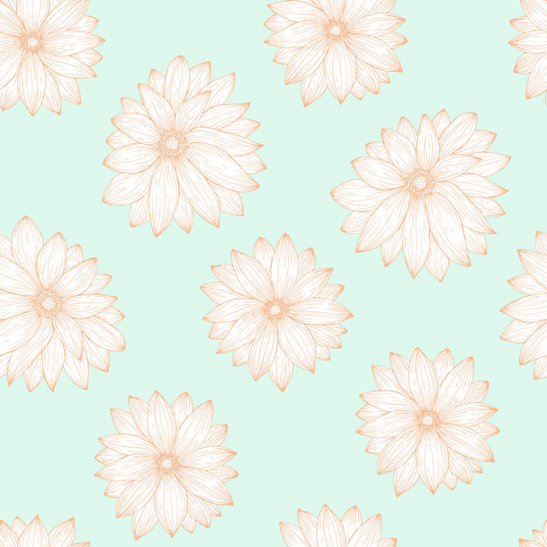 Seamless pattern, endless template of hand drawn flower gerbera vector illustration - ベクター画像