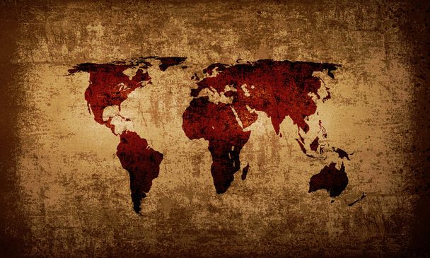Brown Grunge Weltkarte Hintergrund - Foto, Bild