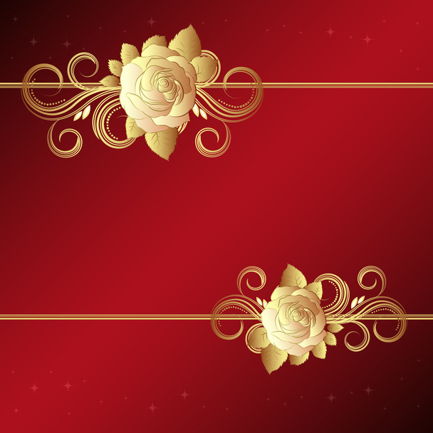 Valentine background with gold roses - Vettoriali, immagini