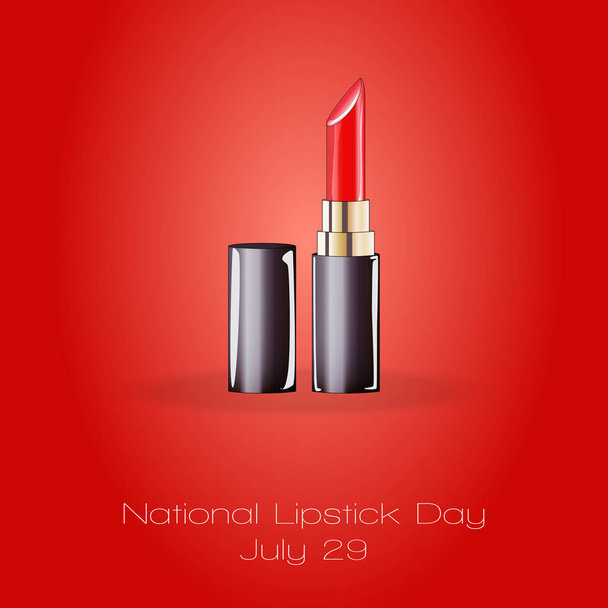National Lipstick Day, July, 29, Red lipstick, vector isolated  illustration on red background - Vetor, Imagem