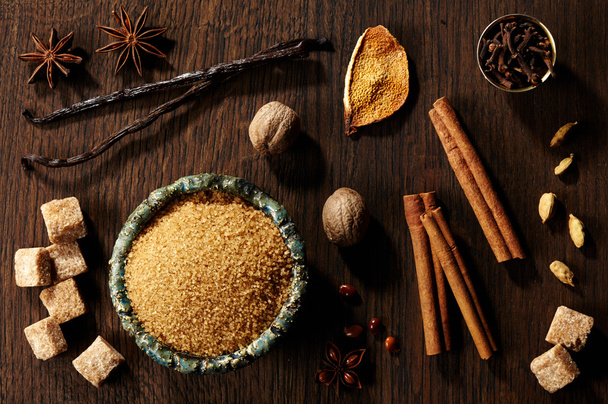 Brown sugar and spices - Photo, Image