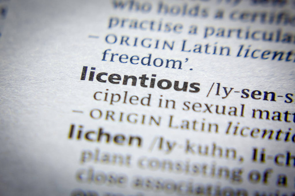 Word or phrase Licentious and its definition in dictionary - Photo, Image
