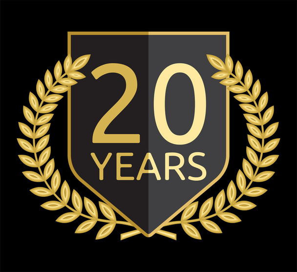 Goldener Lorbeerkranz 20 Jahre - Vektor, Bild