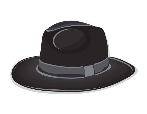 Gangster black hat on the white background - Vektör, Görsel