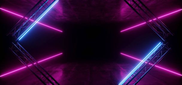 neon glühend lila blau vibrierende Science-Fiction-futuristische Bühne Podium  - Foto, Bild