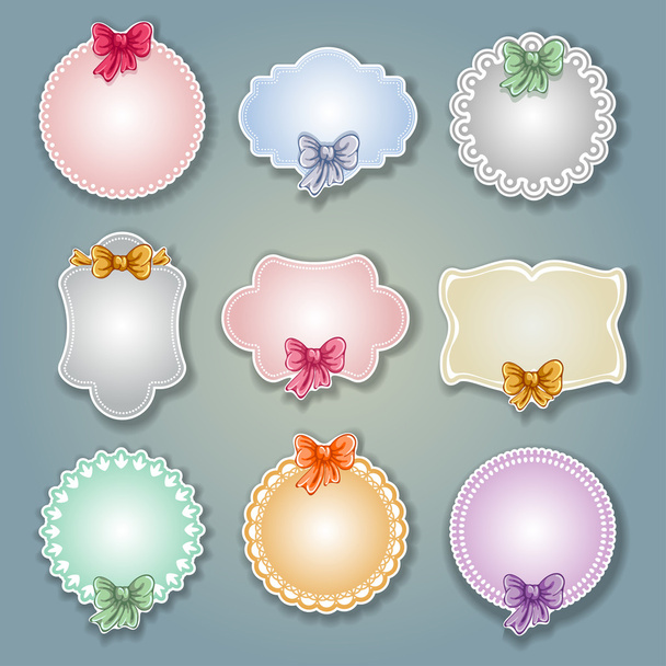 Tags with bows - Vector, Image