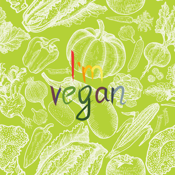 秋のレタリング野菜。平面ベクトルグラフィックスケッチ。メニューや広告のための果物や野菜。デザインテンプレート-ベクトル - ベクター画像
