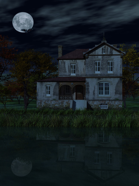 Antigua casa por la noche
 - Foto, Imagen