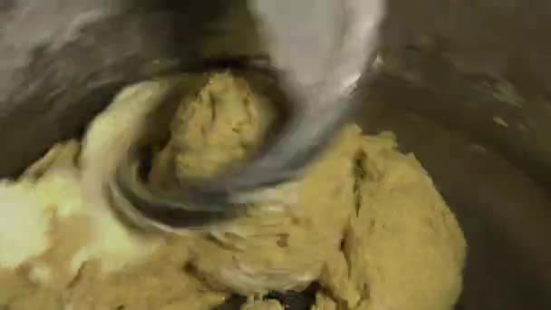 Ciasto maszynowe proces ugniatania dla organicznych nie GMO chleb bez wypełniaczy i konserwantów. - Materiał filmowy, wideo
