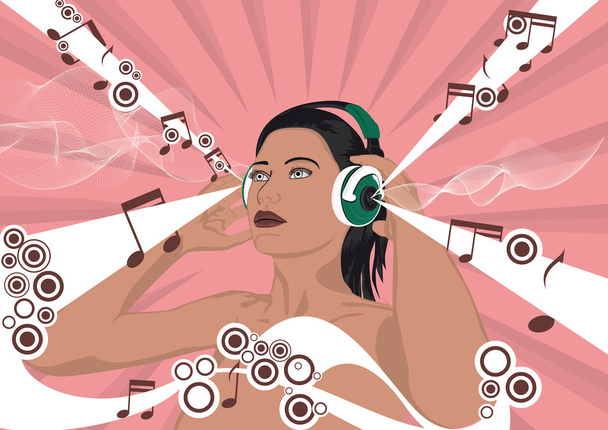 жінка слухати музику
 - Вектор, зображення