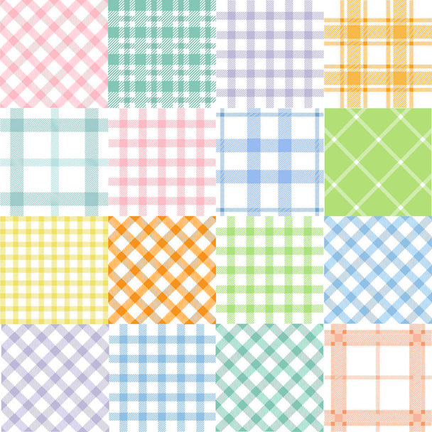 Set plaid pattern seamless. Tartan patterns fabric texture - Διάνυσμα, εικόνα