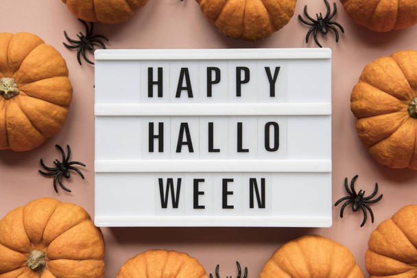 Happy halloween lightbox message with black scary bats - Foto, imagen