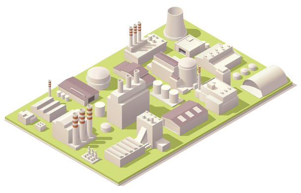 Isometric factory buildings - Vector, Image