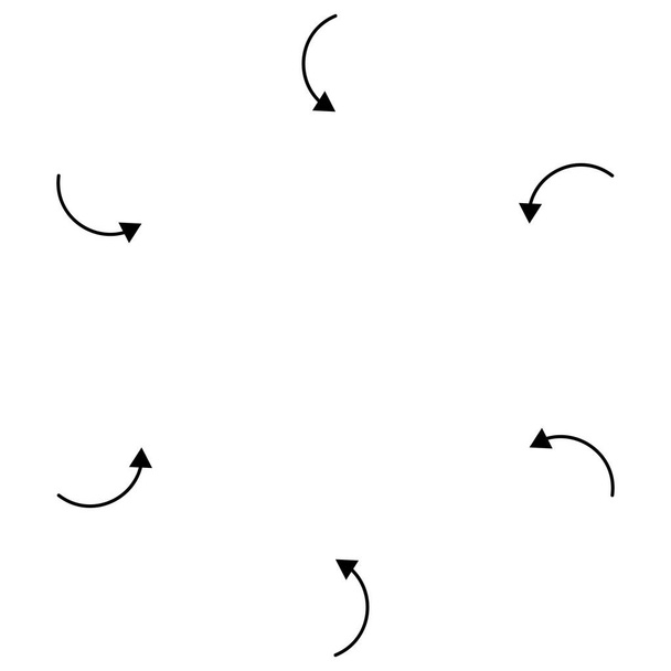 Inwaartse cirkelvormige, radiale pijlen voor het aandraaien, botsen en botsen - Vector, afbeelding
