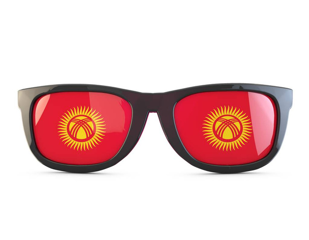 Kyrgyzstan flag sunglasses. 3D Rendering - Φωτογραφία, εικόνα