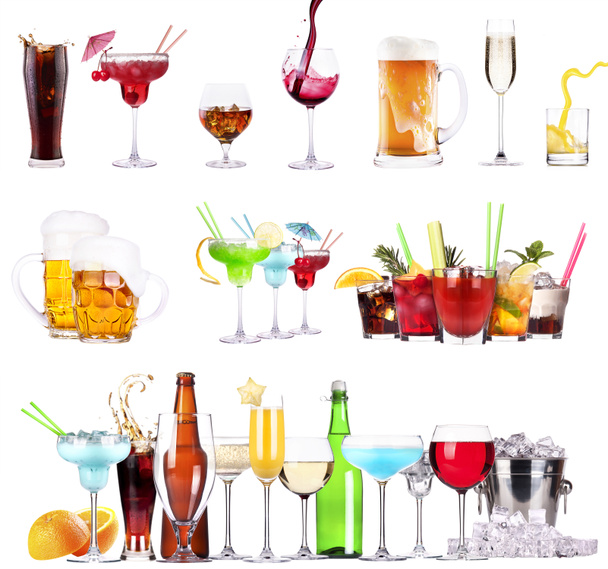 Different alcohol drinks set isolated - Fotografie, Obrázek