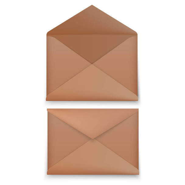 Set van realistische enveloppen mockup, geopende en gesloten enveloppen geïsoleerd op witte achtergrond. Vector illustratie - Vector, afbeelding