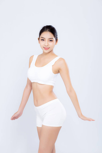 Porträt junge asiatische Frau lächelt schönen Körper Ernährung mit fit  - Foto, Bild