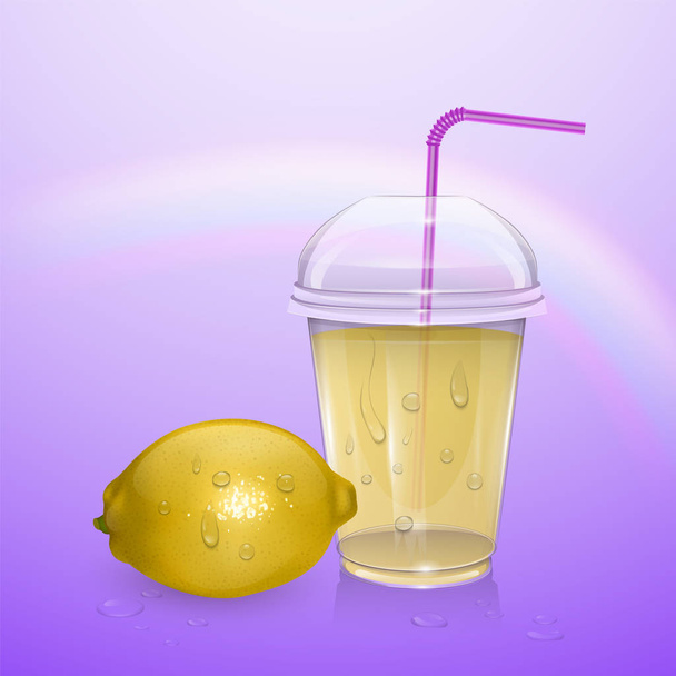 Üveg friss limonádé a reális stílus, vektor illusztráció - Vektor, kép