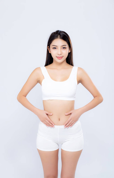 Portrait young asian woman smiling beautiful body diet with fit  - Fotoğraf, Görsel