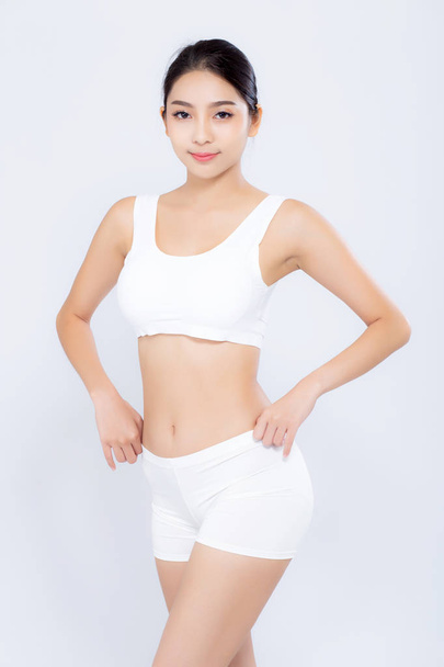 Portrait young asian woman smiling beautiful body diet with fit  - Fotó, kép