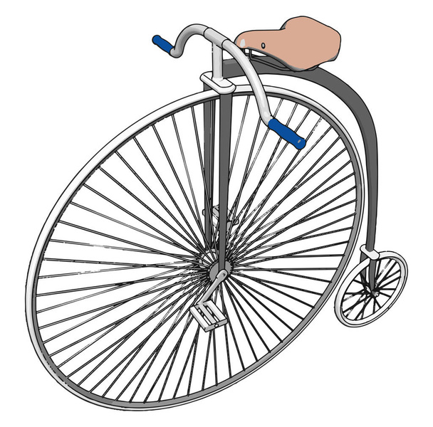 Big wheel bike, illustration, vector on white background. - Vektor, Bild