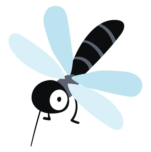 Black flying bug, illustration, vector on white background. - Vector, Image