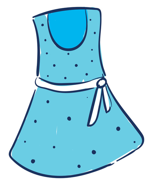 Blue dress, illustration, vector on white background. - Вектор, зображення