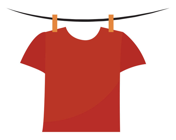 Red shirt, illustration, vector on white background. - Διάνυσμα, εικόνα