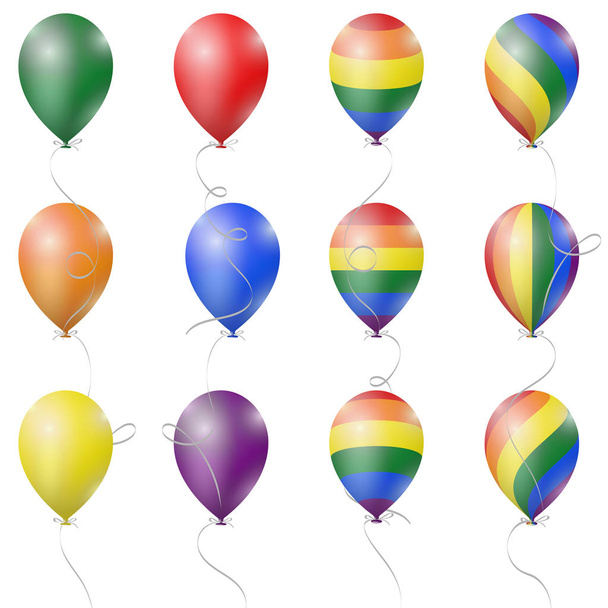 realistische 3D aufblasbare Luftballon in LGBT Flagge Farben - Vektor, Bild