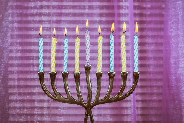 Chanukah candles all in a symbol jewish holiday - Photo, Image