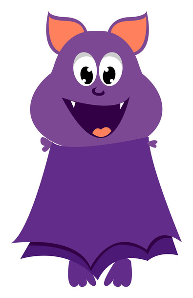Purple bat, illustration, vector on white background. - ベクター画像