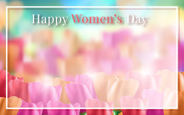 Banner für den internationalen Frauentag. Flyer für den 8. März mit Blumenschmuck. Vektorillustration - Vektor, Bild
