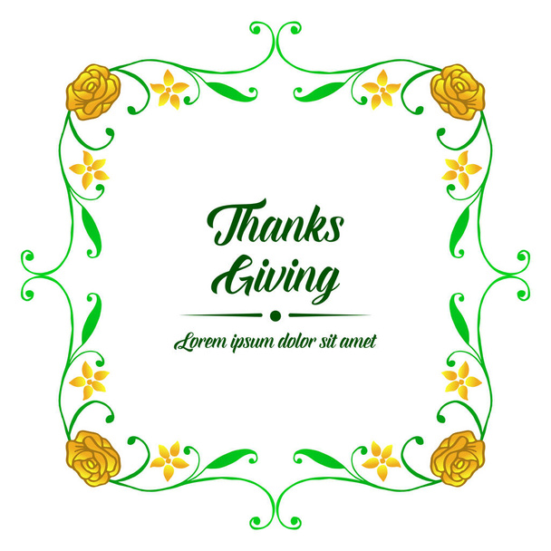 Banner or poster for thanksgiving, with ornate of yellow flower frame. Vector - Vector, imagen