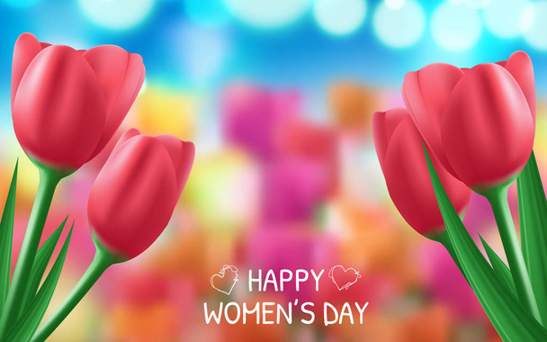 Banner for the International Women's Day. Flyer for March 8 with the decor of flowers. Vector illustration - Wektor, obraz
